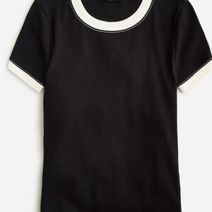 J.Crew Chic Black and White Ribbed Top